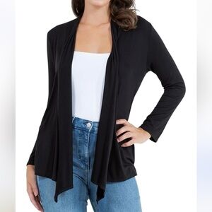 Forever 21 Black Asymmetrical Open Front Sweater – Size Small